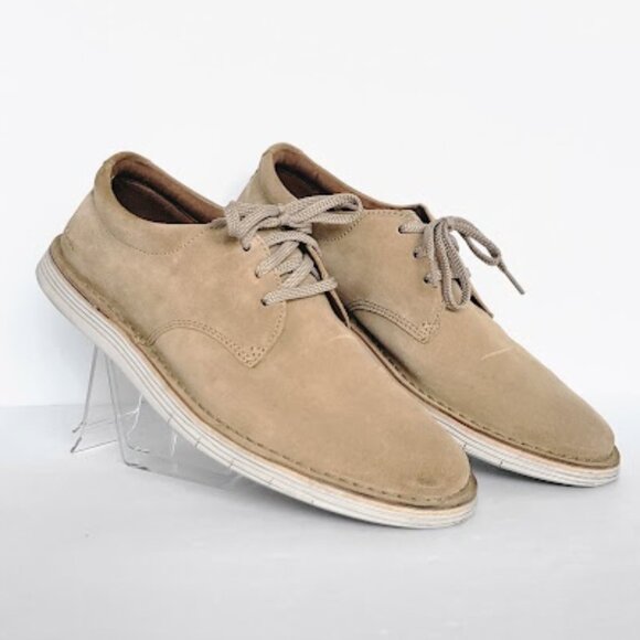 CLARKS COLLECTION MEN'S Tan Suede Oxford Derby Shoes Casual Dress Lace Up Sz 11 - Picture 1 of 10
